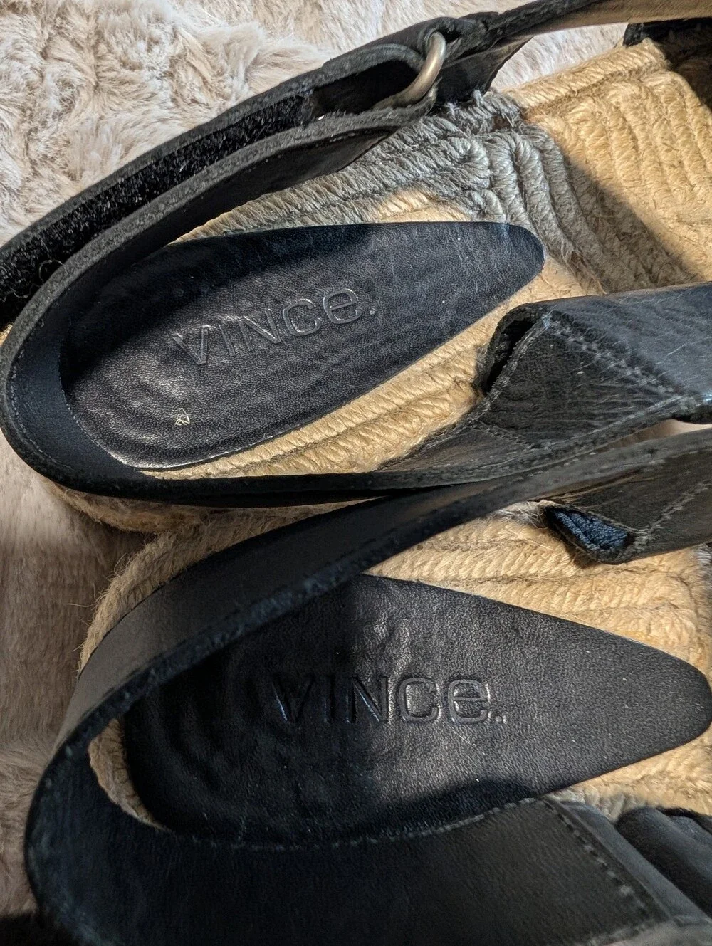 Vinces Black Leather Espadrille Sandals - Women